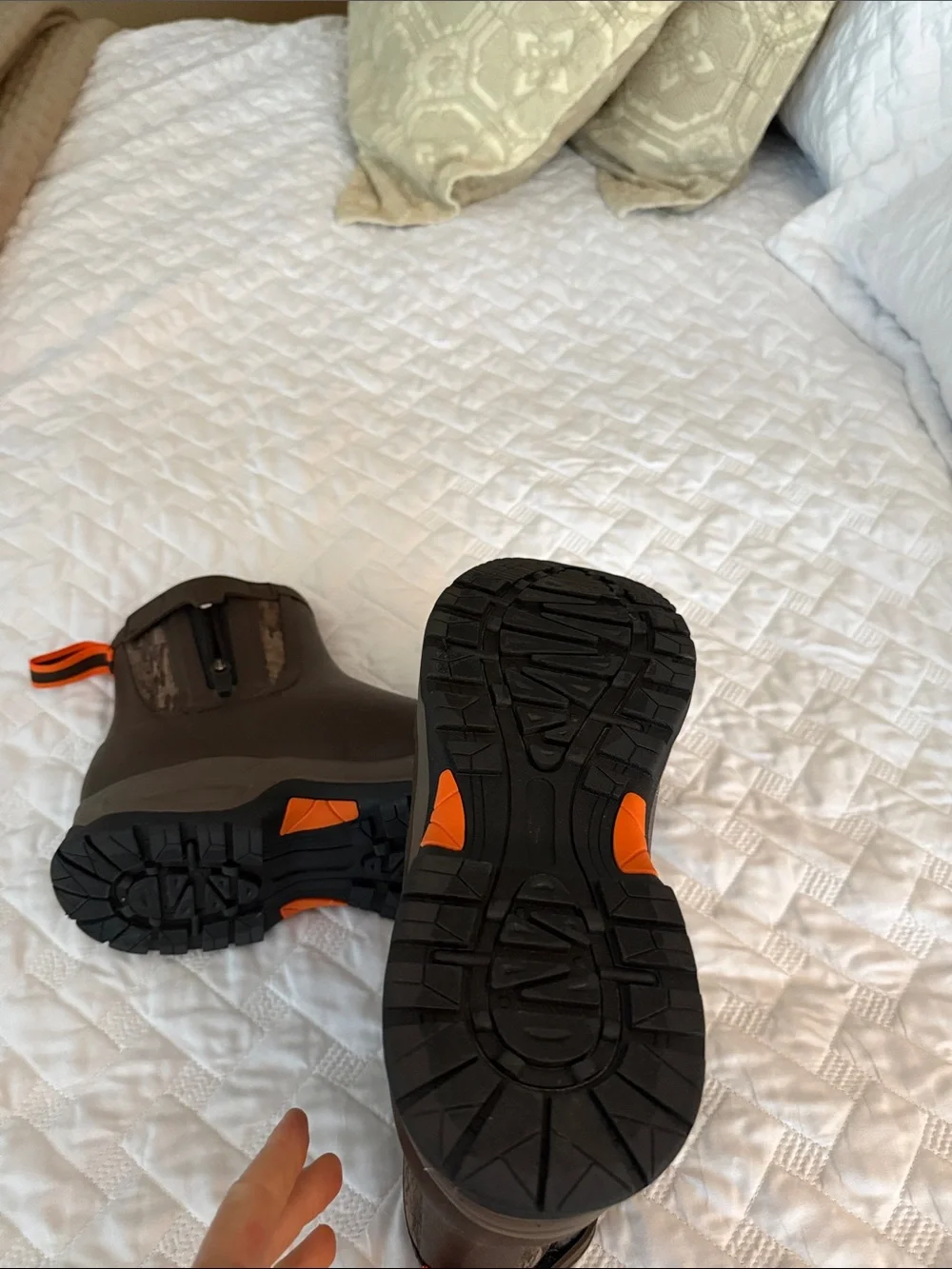 Magellan Outdoors Brown Waterproof Rain & Snow Ankle Boots with Orange Accent